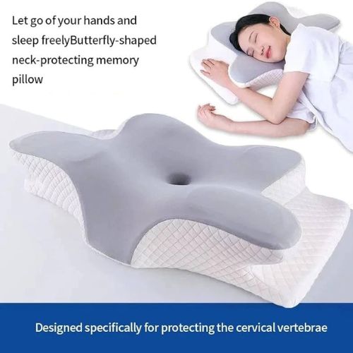 Butterfly cervical support pillow made from high-density memory foam for deep, restorative sleep.