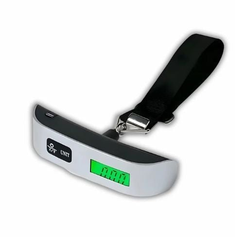 Lightweight 50kg luggage scale designed for easy carrying and convenient suitcase weight checks during travel.