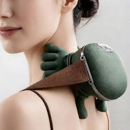 Rechargeable 4D massage wrap with soothing heat and ergonomic fit for neck and shoulders.