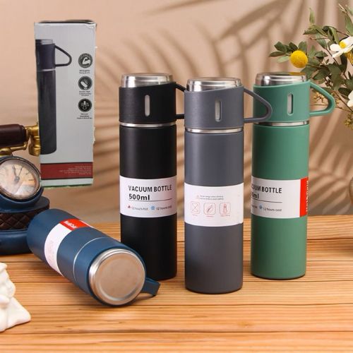 500ml Stainless Steel Vacuum Insulated Bottle with 3 Cups