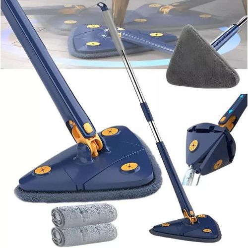 360 rotating triangle floor mop with a flexible head for cleaning corners and hard-to-reach areas.