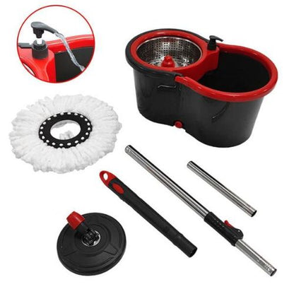 360 spin mop and bucket system designed for convenient floor cleaning with a rotating wringer.