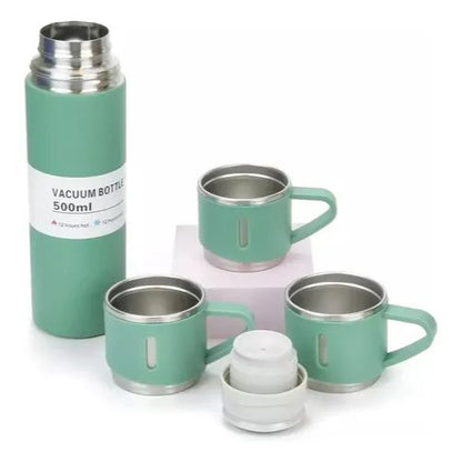 500ml Stainless Steel Vacuum Insulated Bottle with 3 Cups