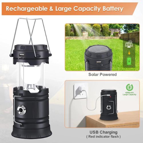 SolarGlow Rechargeable LED Camping Lantern with USB Charger