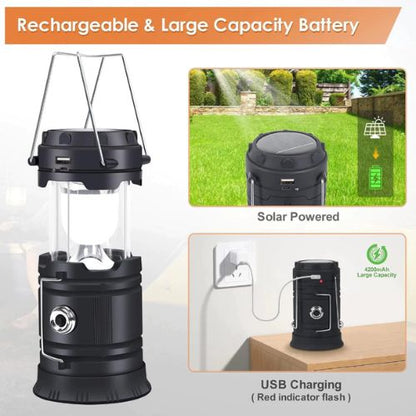 SolarGlow Rechargeable LED Camping Lantern with USB Charger