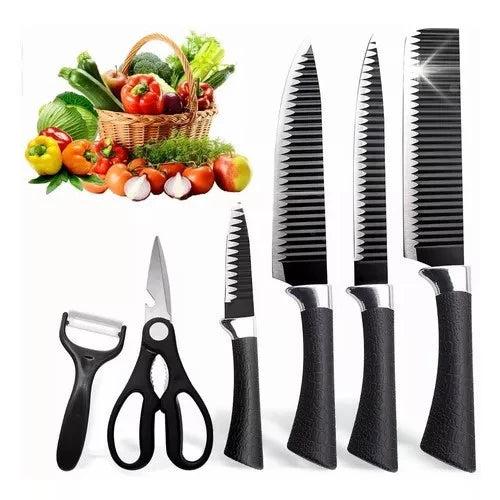 6-piece cooking knife set with versatile blades for chopping, slicing, cutting, and meal preparation.