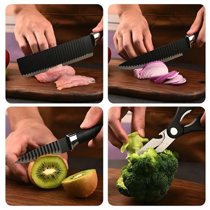 6-piece stainless steel kitchen knife set designed for chopping, slicing, and preparing everyday ingredients.