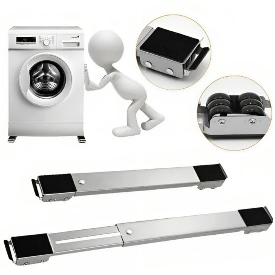 Adjustable washing machine stand with non-slip support pads