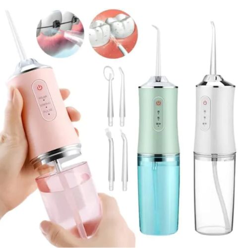AquaClean portable dental water flosser with 220ml water tank for convenient daily oral care.