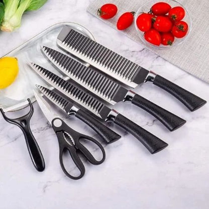 ChefPro 6-piece stainless steel knife set with versatile kitchen knives for everyday cooking and food preparation.