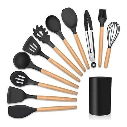 CookEase 12-piece silicone kitchen utensil set for everyday cooking, baking, and food preparation.