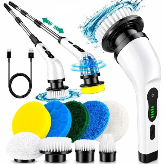 Cordless electric spin scrubber for household cleaning