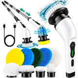 Cordless Electric Spin Scrubber with Extension Handle and 3 Brush Heads