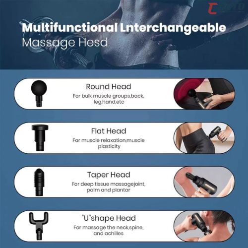 Deep percussion massage gun with adjustable speeds for a customized massage experience.