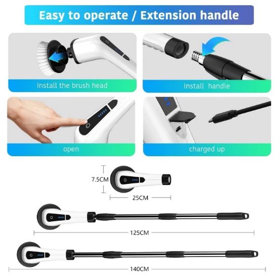 Electric cleaning brush for tile surfaces and grout lines