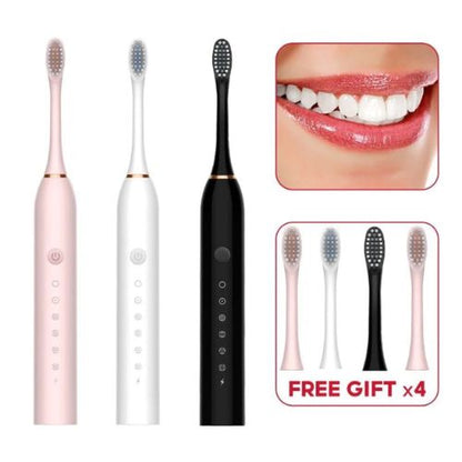 Electric toothbrush designed for thorough daily cleaning around teeth and along the gumline.