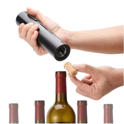 Electric wine corkscrew with one-button operation for smooth and convenient bottle opening.