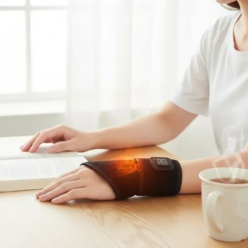 Electric wrist heating wrap powered by USB for soothing warmth at home, work, or while relaxing.