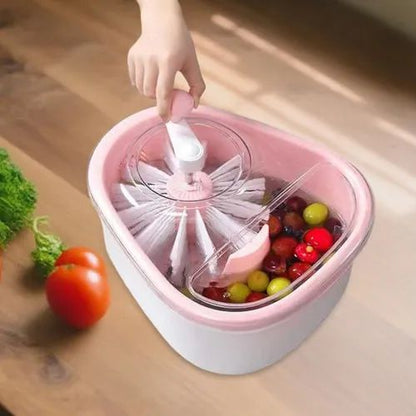 Ergonomic fruit washing bowl with comfortable handle for easy rinsing and draining.