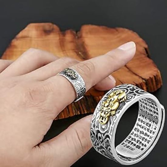 Feng Shui Pixiu ring with detailed design