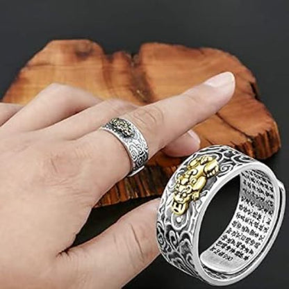 Feng Shui Pixiu ring with detailed design