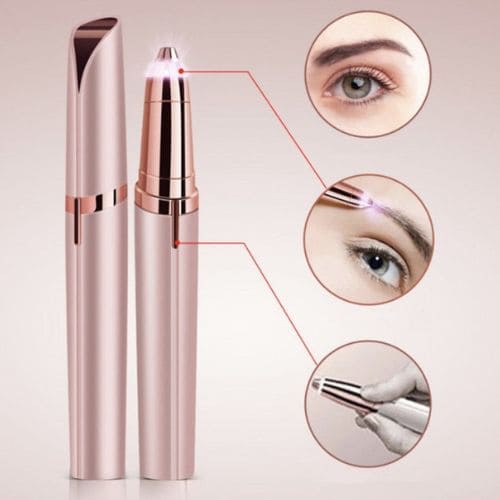FlawlessGlow portable eyebrow hair remover designed for convenient facial grooming and eyebrow shaping.