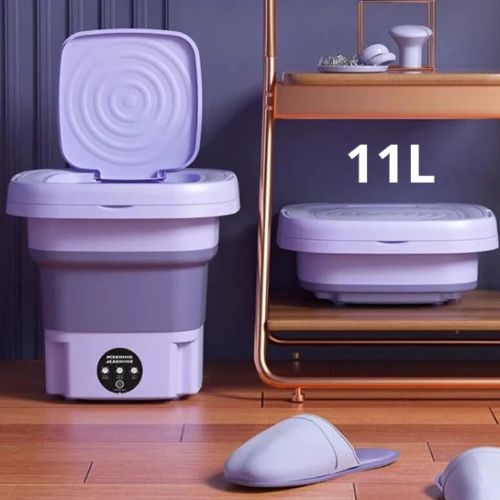 Foldable portable washing machine designed for convenient laundry washing with a space-saving design.