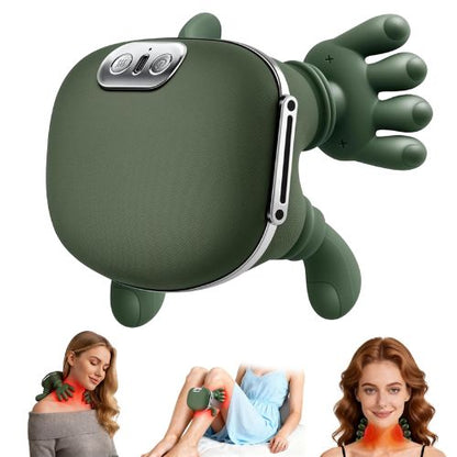 Heated Shiatsu neck massager with rotating massage heads and ergonomic shoulder support.