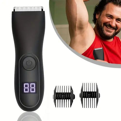 Intimate area body trimmer designed for careful and convenient personal grooming.