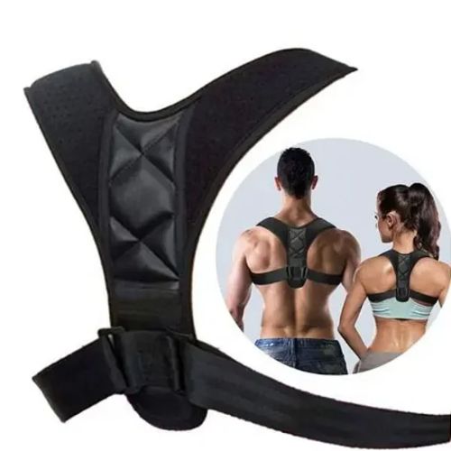 Lightweight posture correction brace designed for a secure and comfortable fit under clothing.
