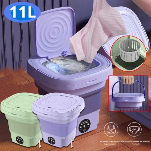 Mini washer for small laundry loads such as socks, underwear, baby clothes, and lightweight garments.