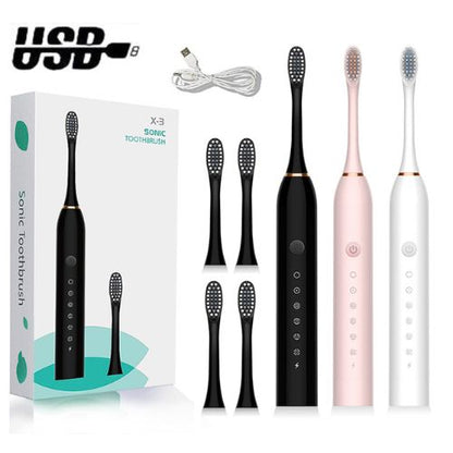 Modern electric toothbrush for adults with an ergonomic design for an easy and comfortable brushing routine.
