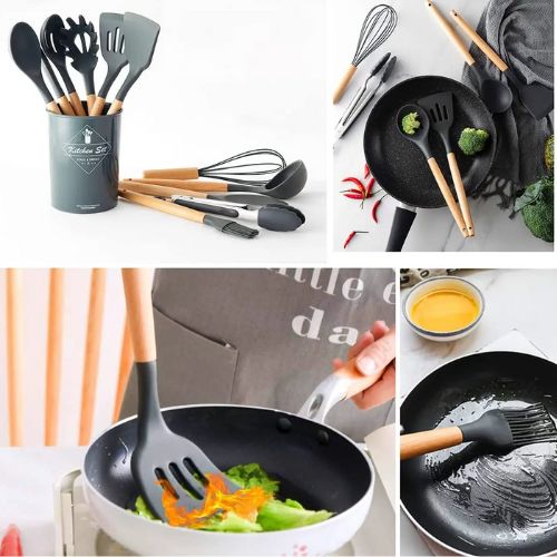 Modern silicone cooking utensils with durable designs for everyday kitchen use.