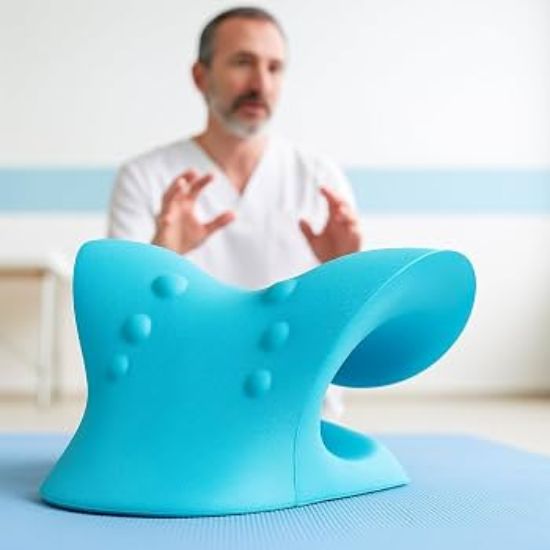 Neck stretcher featuring six massage contact points