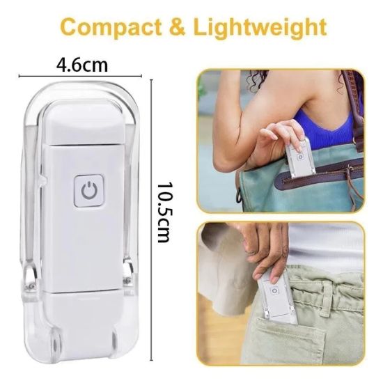 Portable rechargeable book light for reading while traveling