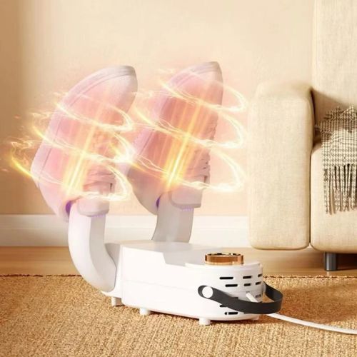 Portable shoe dryer machine with a compact foldable design for convenient home and travel use.
