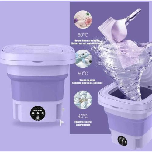 Portable washer for apartments and dorms designed for convenient washing of small clothing loads.