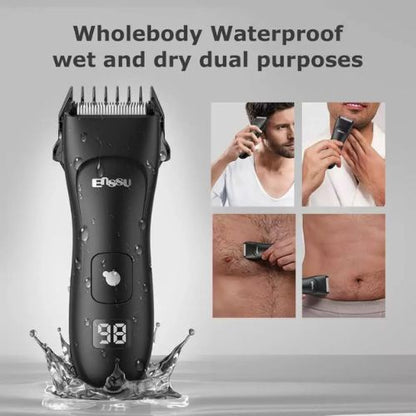 Portable waterproof body groomer with a compact design suitable for home use and travel.