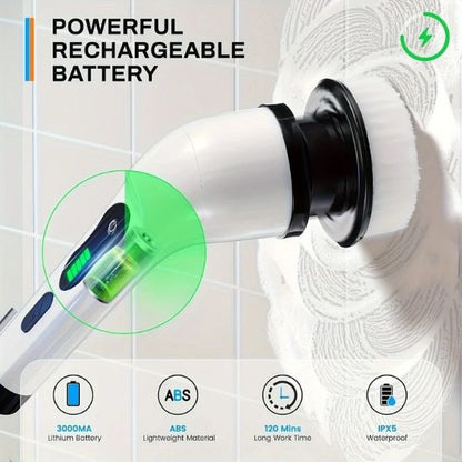 Rechargeable cordless electric scrubber for everyday cleaning
