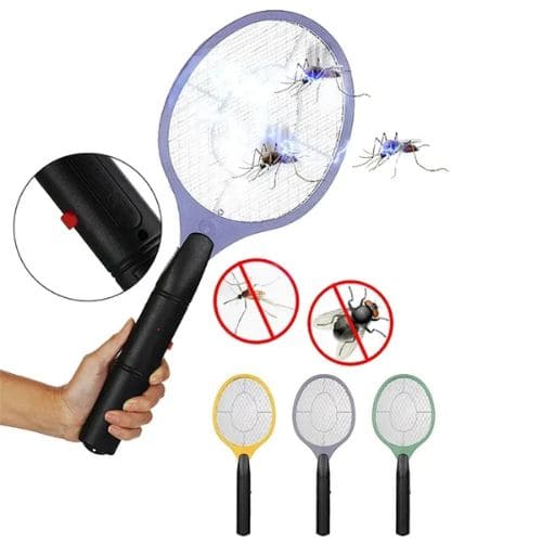Rechargeable electric mosquito swatter designed for convenient control of mosquitoes and flying insects.
