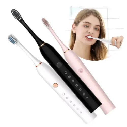 Rechargeable electric toothbrush with an ergonomic handle for comfortable everyday brushing.