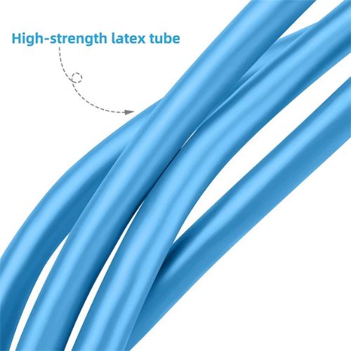 Resistance tube exercise band with ergonomic handles and foot pedals for versatile fitness routines.