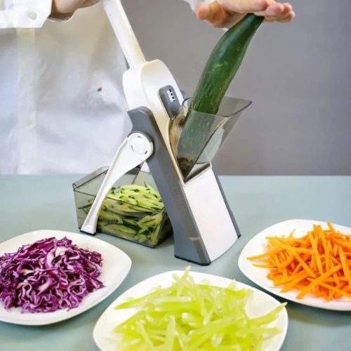 SliceMaster Pro 5-in-1 adjustable vegetable cutter for slicing, shredding, and preparing fresh ingredients.