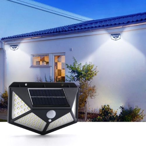 SolarBright motion sensor LED light with 100 LEDs for bright outdoor illumination.