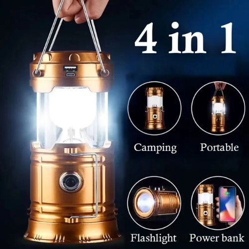 SolarGlow rechargeable LED camping lantern with bright light for outdoor adventures and emergency preparedness.