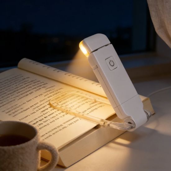 USB rechargeable LED book light with clip for reading