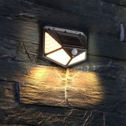 Wireless solar motion security light with a waterproof design for convenient outdoor installation.